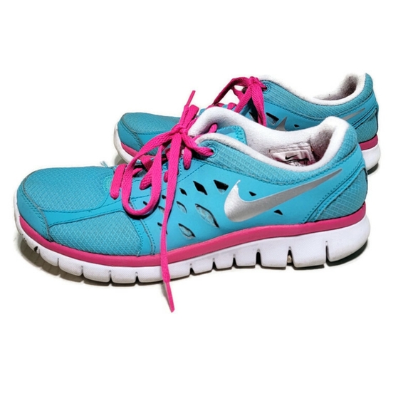 Nike Running Shoes Aqua, Pink Girls Youth Size 7Y - Picture 4 of 13